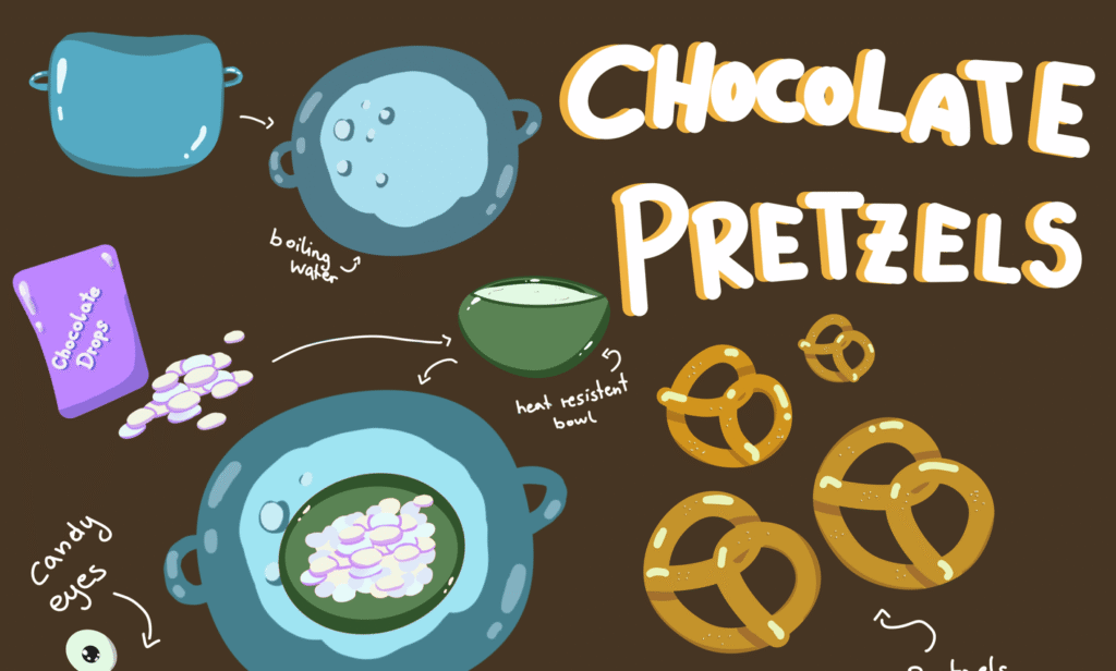 Halloween Snacks auf dunklem Hintergrund